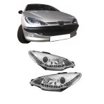 Μπροστινά Φανάρια Set Για Peugeot 206 98-03 DRL Χρωμίου H1/H1 Sonar