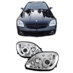 Μπροστινά Φανάρια Set Για Mercedes-Benz SLK R170 96-04 Angel Eyes Χρωμίου H1/H1 Manual Sonar