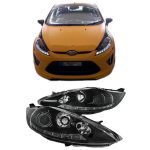 Μπροστινά Φανάρια Set Για Ford Fiesta 08-12 DRL Μαύρα H7/H1 Με Μοτέρ Sonar