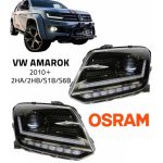 Μπροστινά Φανάρια Set Για Vw Amarok 2010+ DRL Full Led Halogen Version Μαύρα LEDHL107-BK OsramLedriving